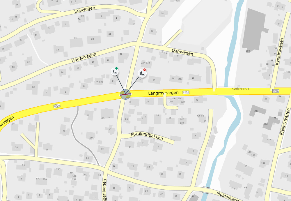 Stenger trafikkert kryss