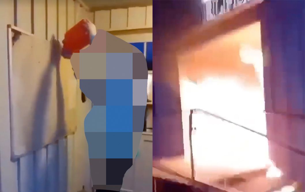 Dynket kirke med bensin og tente på mens venninnen filmet