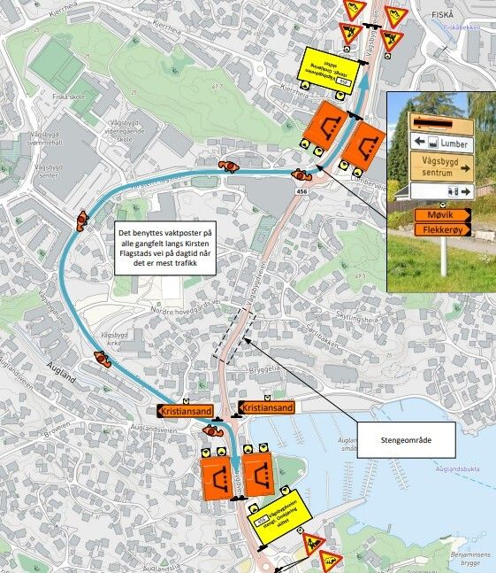 Stenger deler av veien i helga