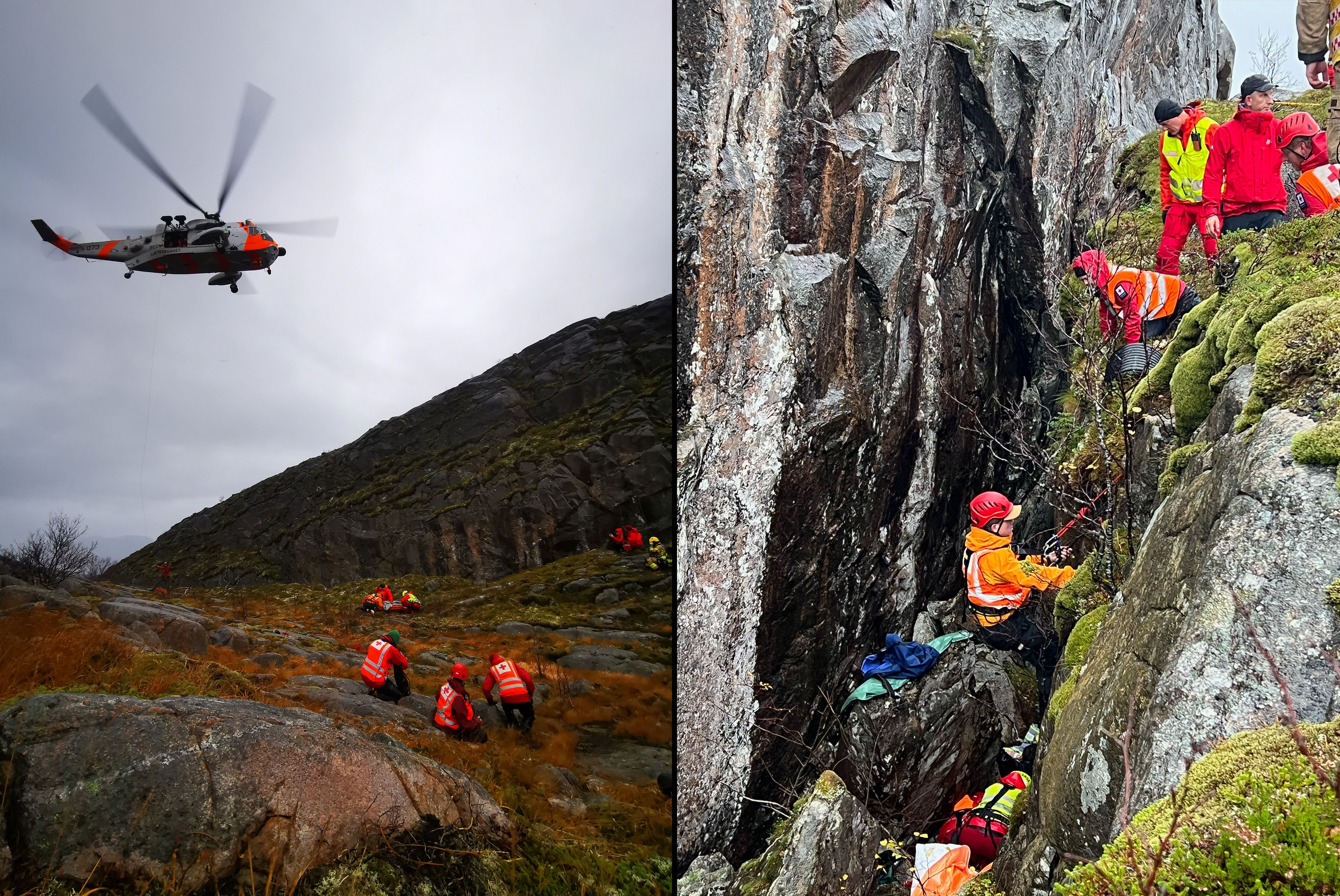 Her reddes mannen opp med Sea King og Røde Kors fjellredningsgruppe ...