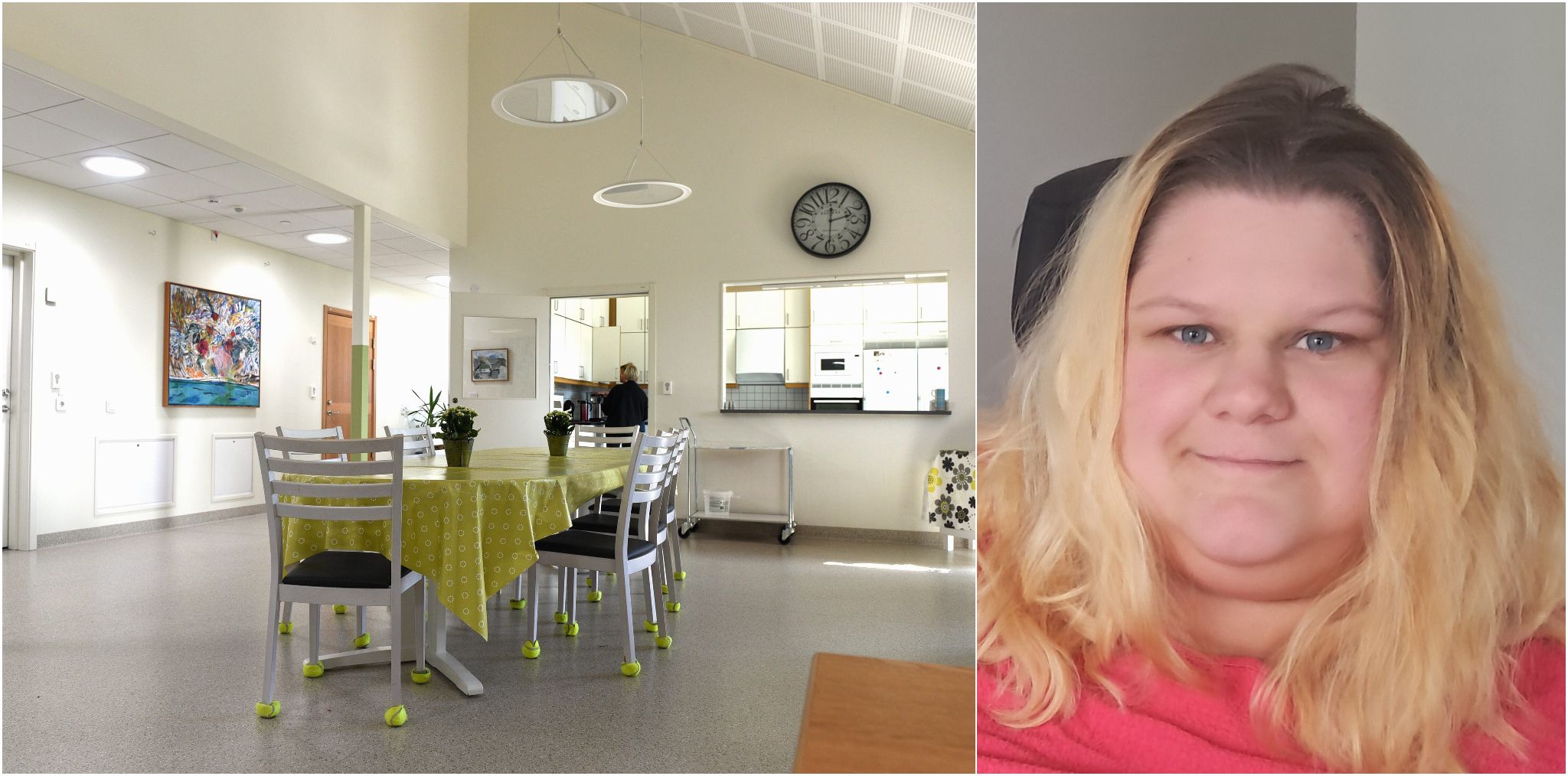 Bildkollage på Viktoria Andersson samt en bild på ett gruppboende.